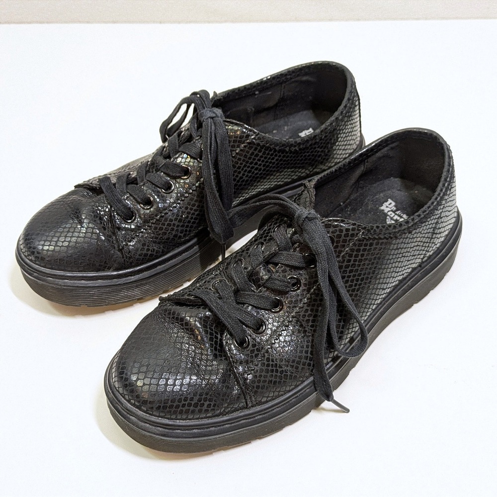 Dr Martens Spin Womens 9 Black Snakeskin Leather Shoes Y2K Goth Rare Low Top
